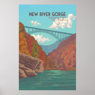 Póster Cartel de viaje al Parque Nacional New River Gorge
