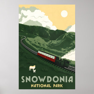 Póster Cartel de viaje al Parque Nacional Snowdonia Verde