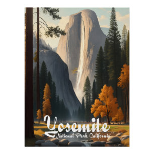 Póster Cartel de viaje al Parque Nacional Yosemite Califo