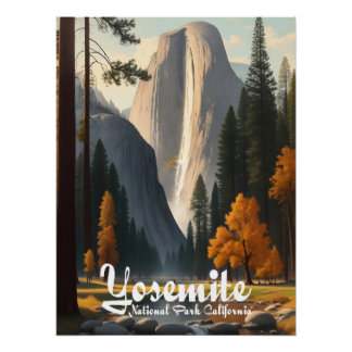Póster Cartel de viaje al Parque Nacional Yosemite Califo