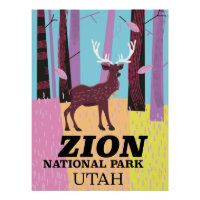 Cartel de viaje al parque nacional Zion Utah.