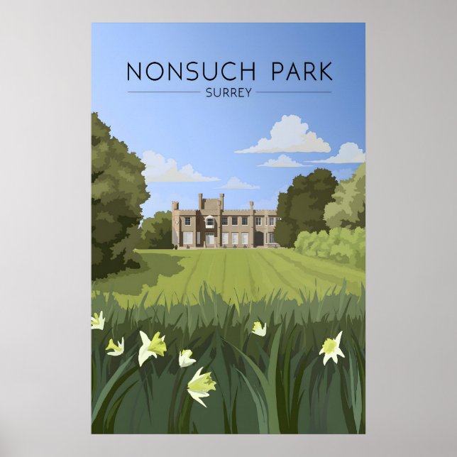 Póster Cartel de viaje al Parque Nonsuch Surrey (Frente)