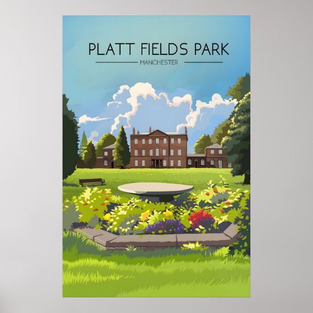 Póster Cartel de viaje al Parque Platt Fields Manchester (Frente)