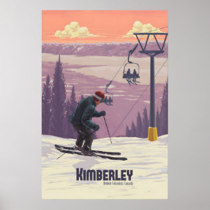 Póster Cartel de viaje al resort de esquí Kimberley Canad