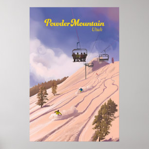 Póster Cartel de viaje al resort de esquí Powder Mountain