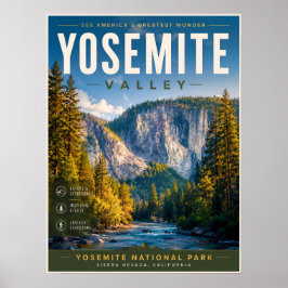 Póster Cartel de viaje al valle de Yosemite