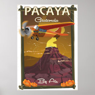 Póster Cartel de viaje al Volcán Pacaya Guatemala