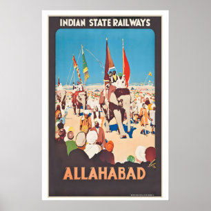 Póster Cartel de viaje antiguo de Allahabad India - Enmar