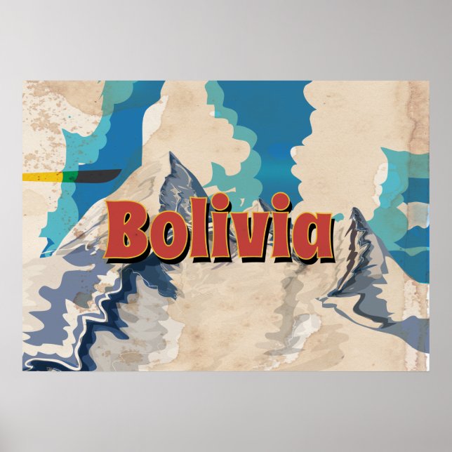 Póster Cartel de viaje antiguo de Bolivia (Frente)