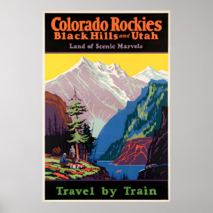 Póster Cartel de viaje antiguo de Colorado Rockies