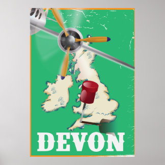 Póster Cartel de viaje antiguo de Devon