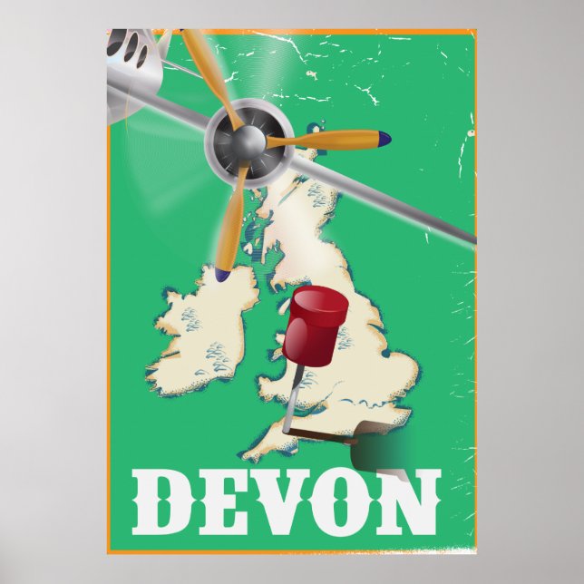 Póster Cartel de viaje antiguo de Devon (Frente)