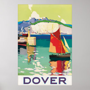 Póster Cartel de viaje antiguo de Dover Inglaterra Acanti