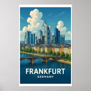 Póster Cartel de viaje antiguo de Frankfurt Alemania