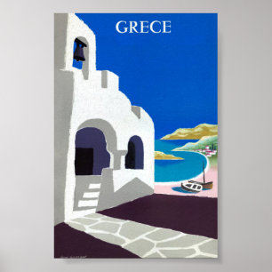 Póster Cartel de viaje antiguo de Grecia restaurado