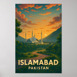 Póster Cartel de viaje antiguo de Islamabad Pakistán