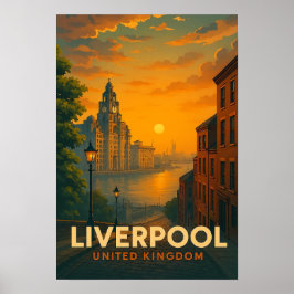 Póster Cartel de viaje antiguo de Liverpool Inglaterra