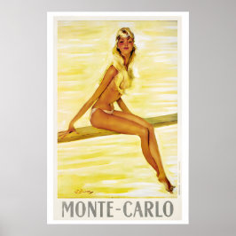Póster Cartel de viaje antiguo de Monte Carlo Mónaco