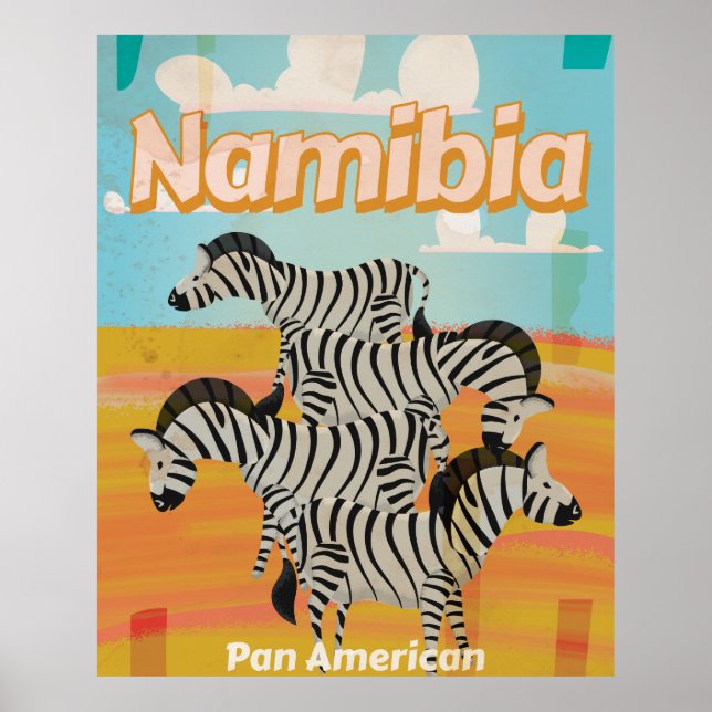Póster Cartel de viaje antiguo de Namibia (Frente)