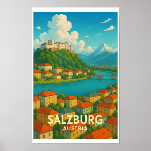 Póster Cartel de viaje antiguo de Salzburgo, Austria