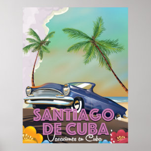 Póster Cartel de viaje antiguo de Santiago de Cuba
