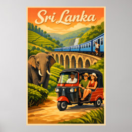 Póster Cartel de viaje antiguo de Sri Lanka