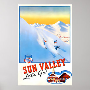Póster Cartel de viaje antiguo de Sun Valley 1