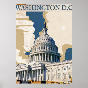 Póster Cartel de viaje antiguo de Washington D.C