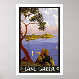 Póster Cartel de viaje antiguo del Lago de Garda Italia