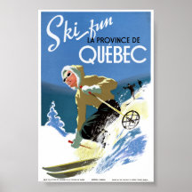 Cartel de viaje antiguo restaurado de Quebec Canad