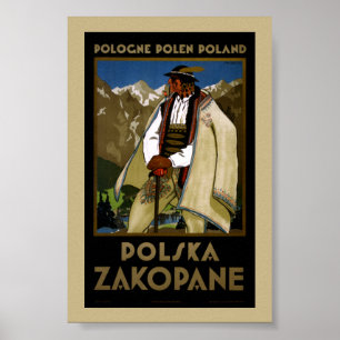 Póster Cartel de viaje antiguo restaurado Zakopane Poloni