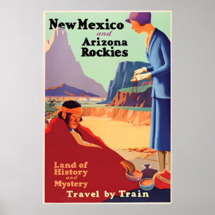 Póster Cartel de viaje antiguo Rockies de Nuevo México y 