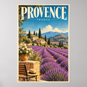 Póster Cartel de viaje campos de lavanda Provenza Francia