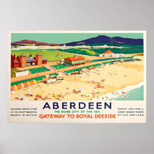Póster Cartel de viaje de Aberdeen Escocia Puerta de entr
