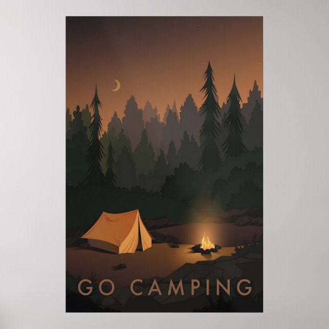 Póster Cartel de viaje de acampada (Frente)
