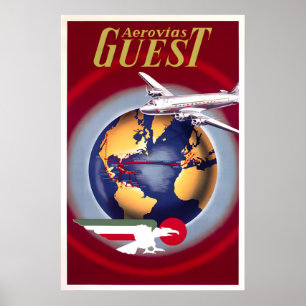 Póster Cartel de viaje de Aerovias Guest