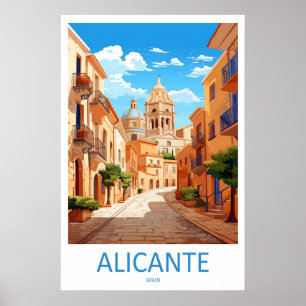 Póster Cartel de viaje de Alicante España Vintage Esquí N