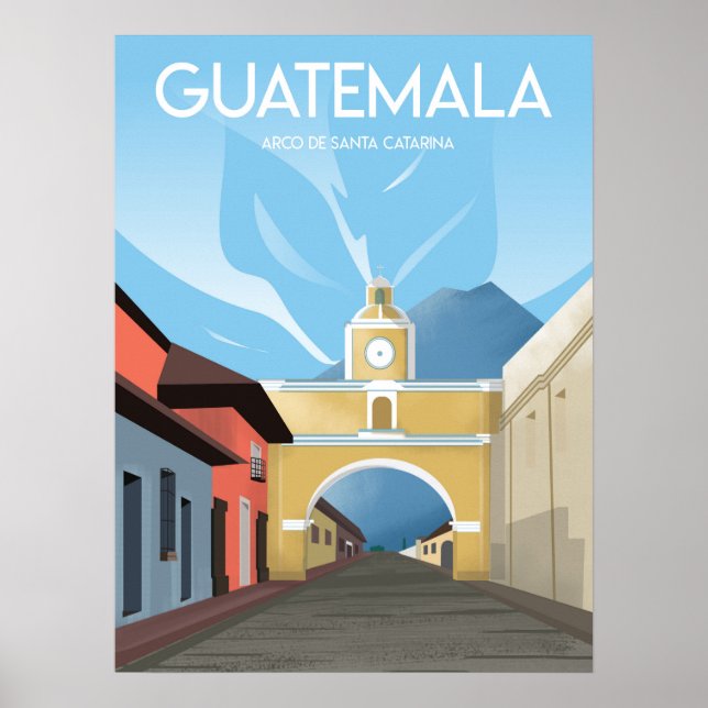 Póster Cartel de viaje de Antigua Guatemala (Frente)