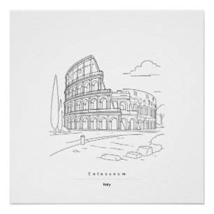 Póster Cartel de viaje de arte de línea minimalista del C