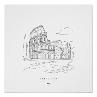 Póster Cartel de viaje de arte de línea minimalista del C