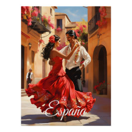 Póster Cartel de viaje de bailarines de flamenco de Españ