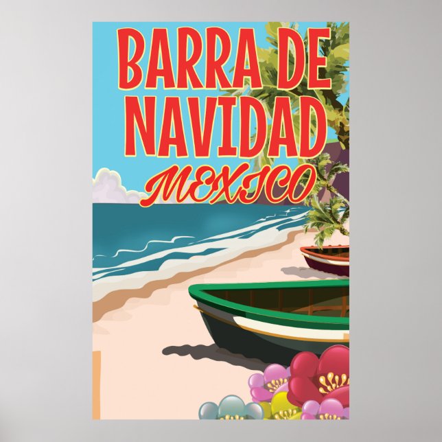 Póster Cartel de viaje de Barra de Navidad México (Frente)
