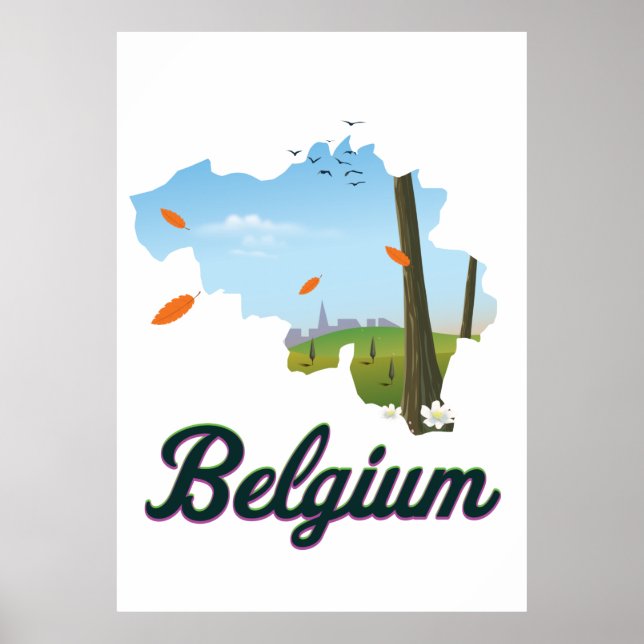 Póster Cartel de viaje de Bélgica. (Frente)
