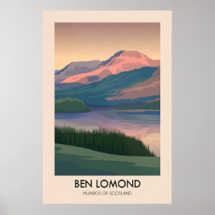 Póster Cartel de viaje de Ben Lomond Munros de Escocia