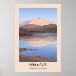 Póster Cartel de viaje de Ben Nevis Munros de Escocia