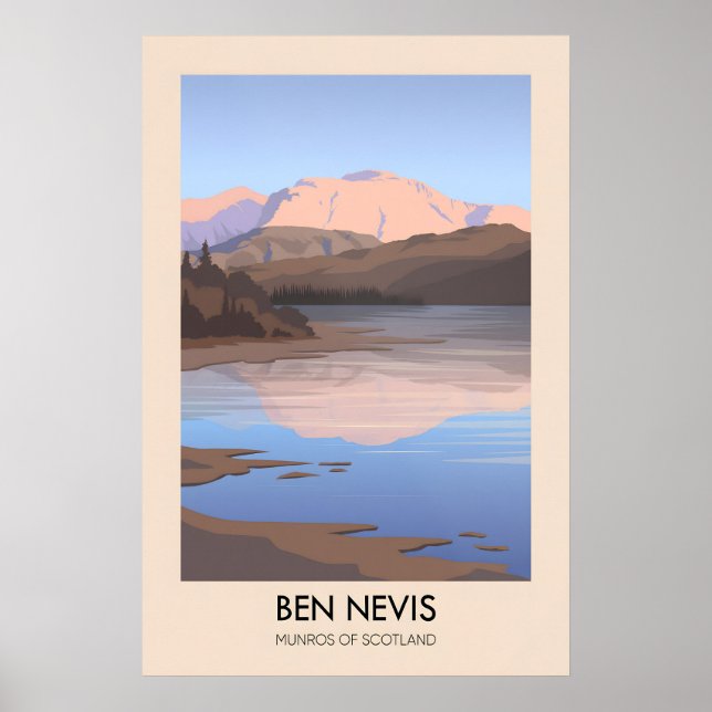 Póster Cartel de viaje de Ben Nevis Munros de Escocia (Frente)