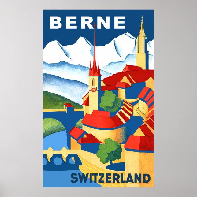 Póster Cartel de viaje de Berna, Suiza (Frente)