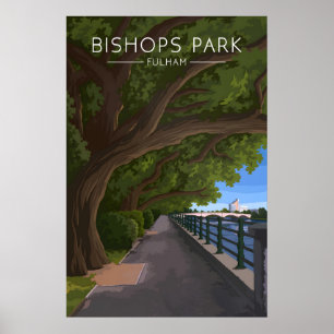 Póster Cartel de viaje de Bishops Park Fulham Londres