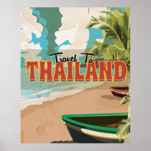 Póster Cartel de viaje de boda en Tailandia.