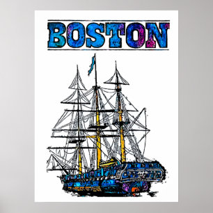 Póster cartel de viaje de Boston